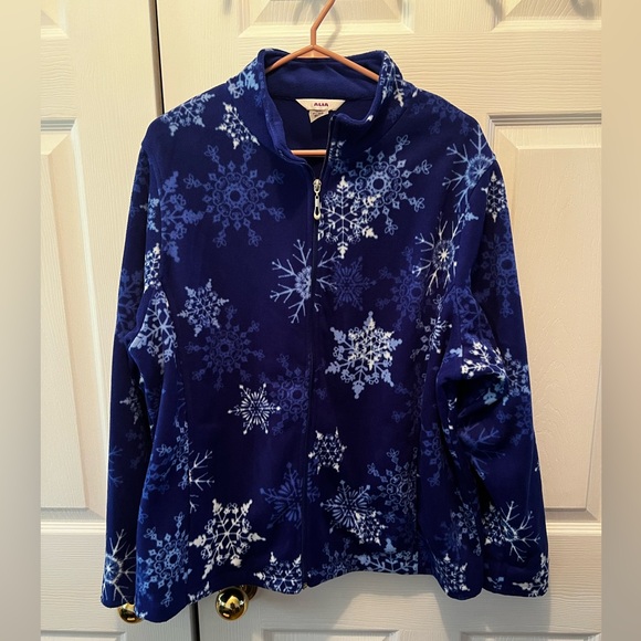 Alia blue snowflake full zip sweater - Picture 2 of 5